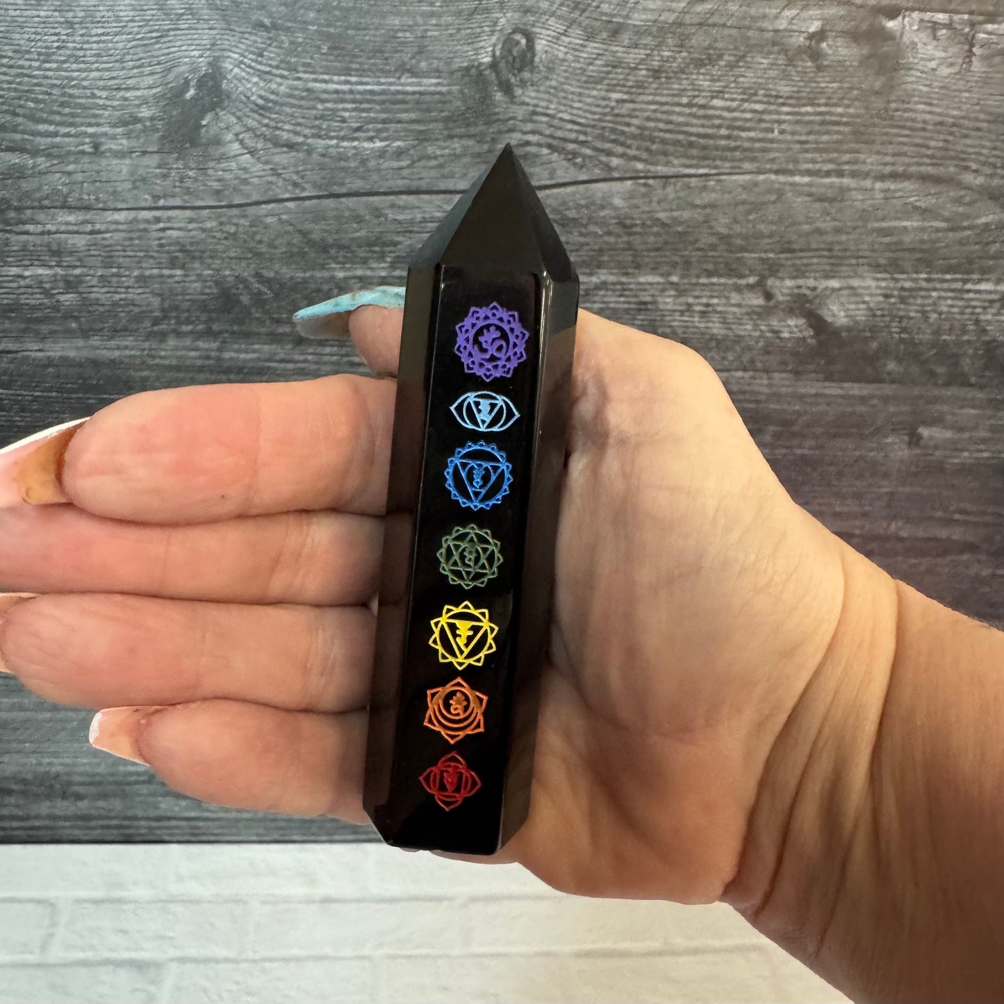 Black Obsidian Chakra Tower