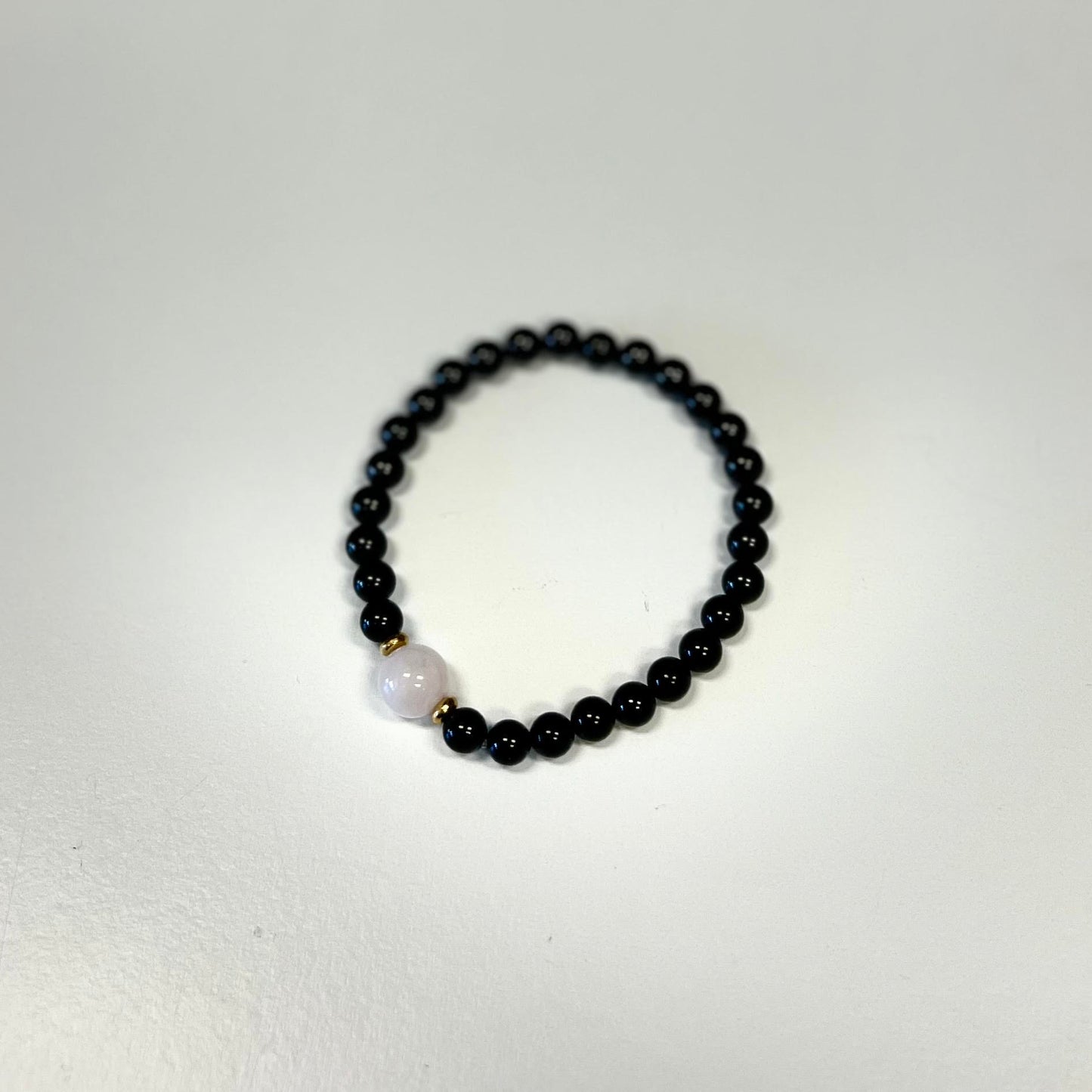 Black Tourmaline and Rose Quartz Beaded Bracelet 8mm