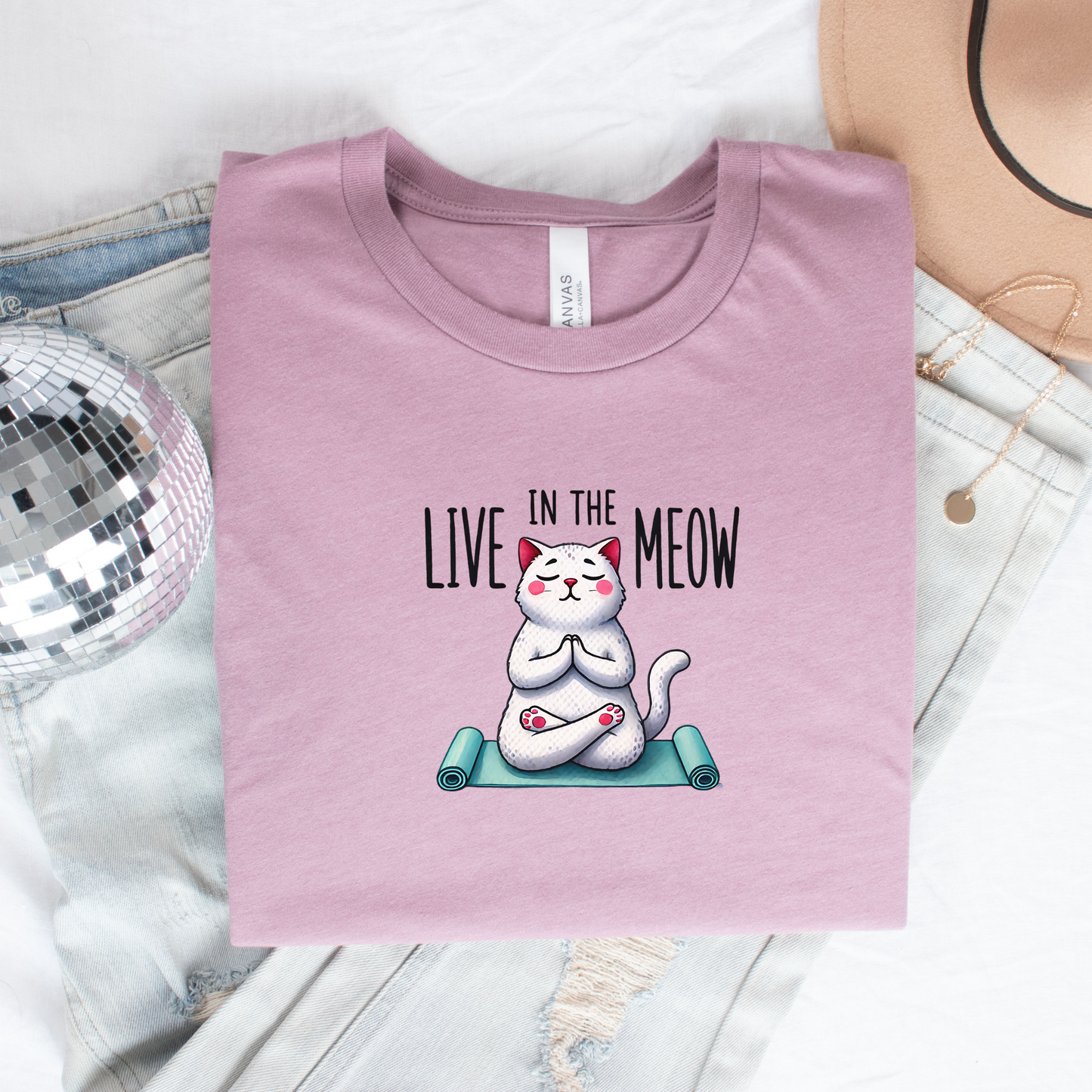 Cat yoga tee orchid