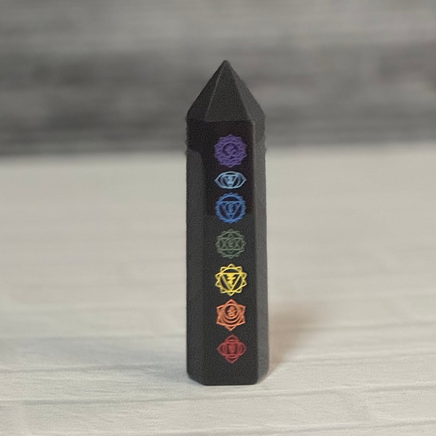 Black obsidian Chakra Tower