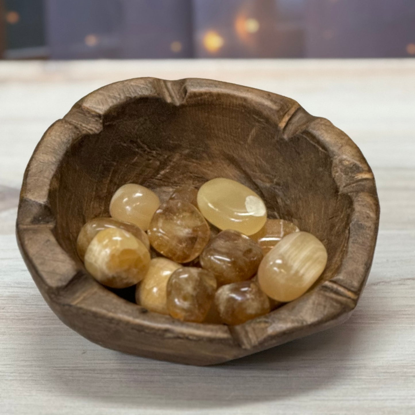 Honey calcite tumbled