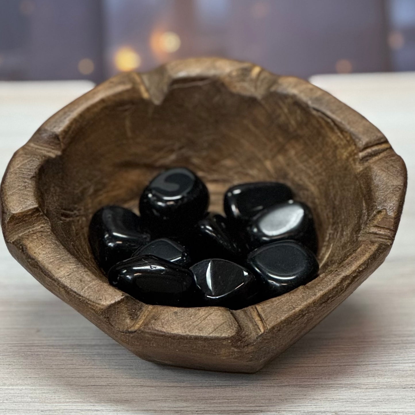 Black obsidian tumbled