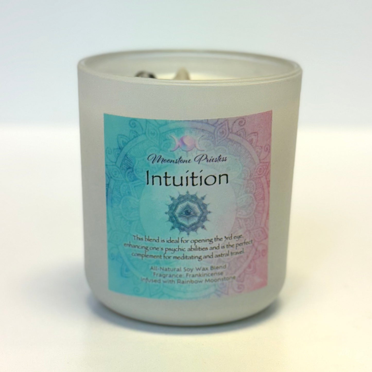 Intuition Candle with Moonstone Crystals