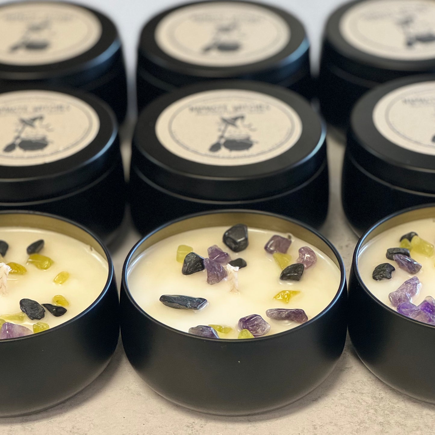 Witch candle with crystals