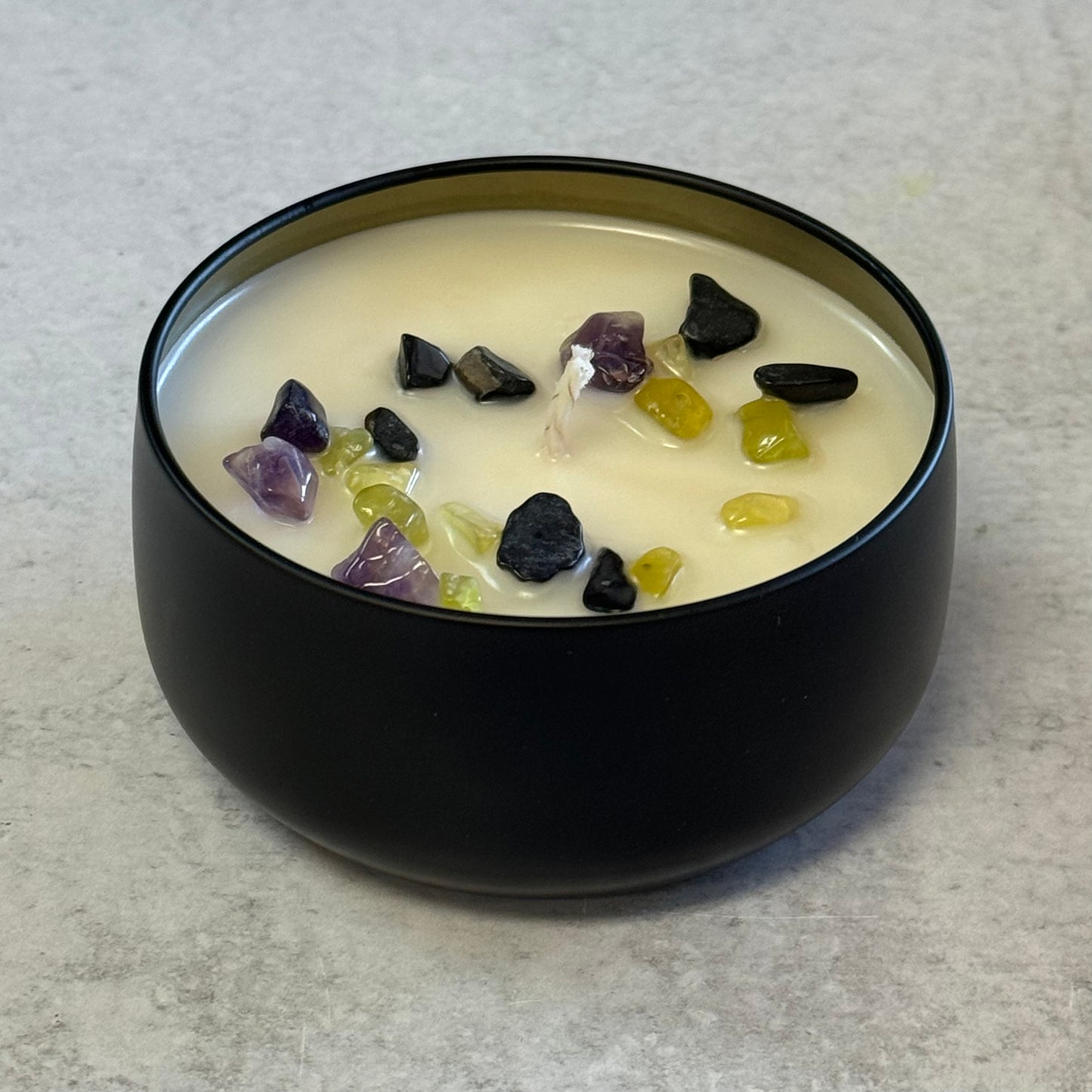 Witch candle with crystals without lid