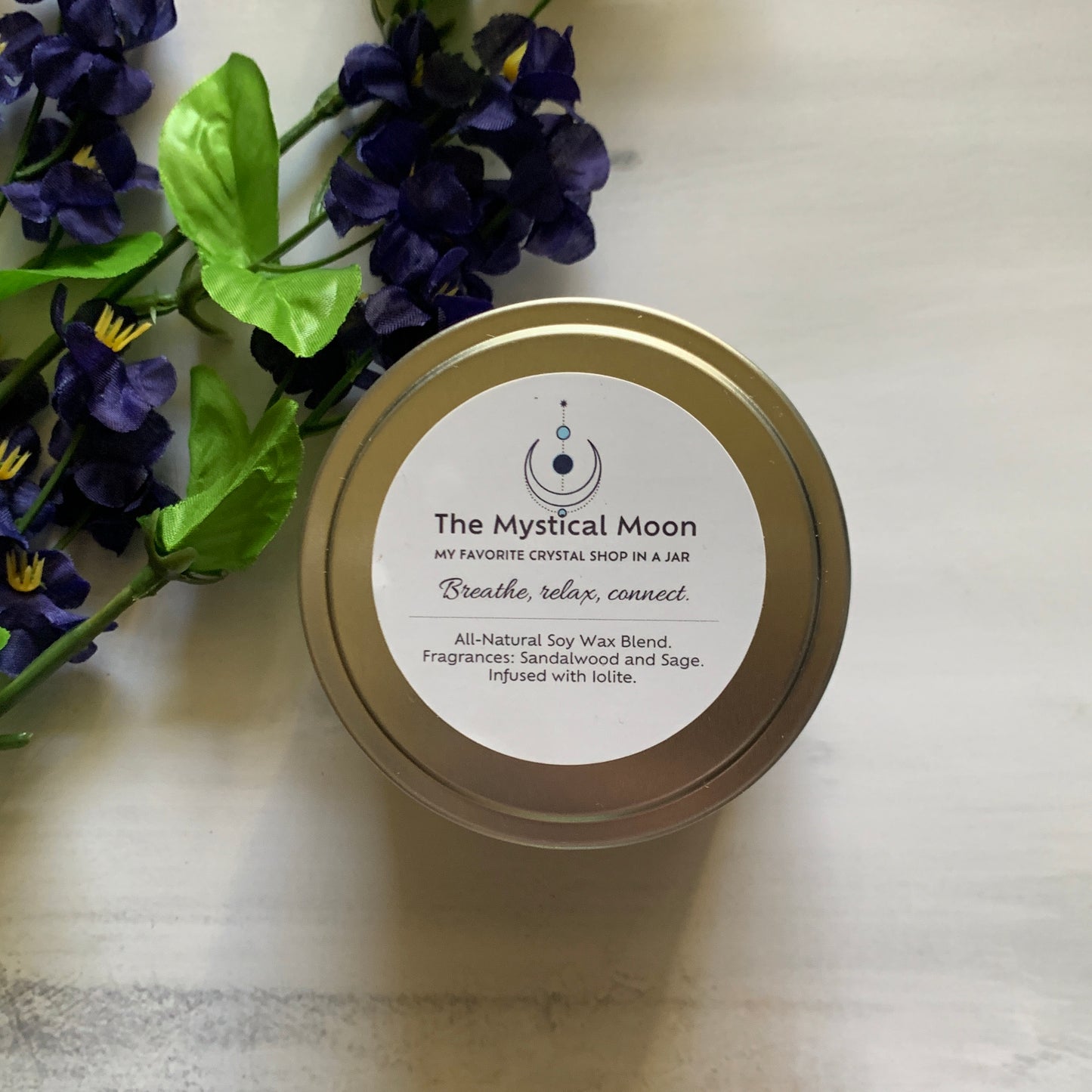 Iolite Crystal Handmade Candle