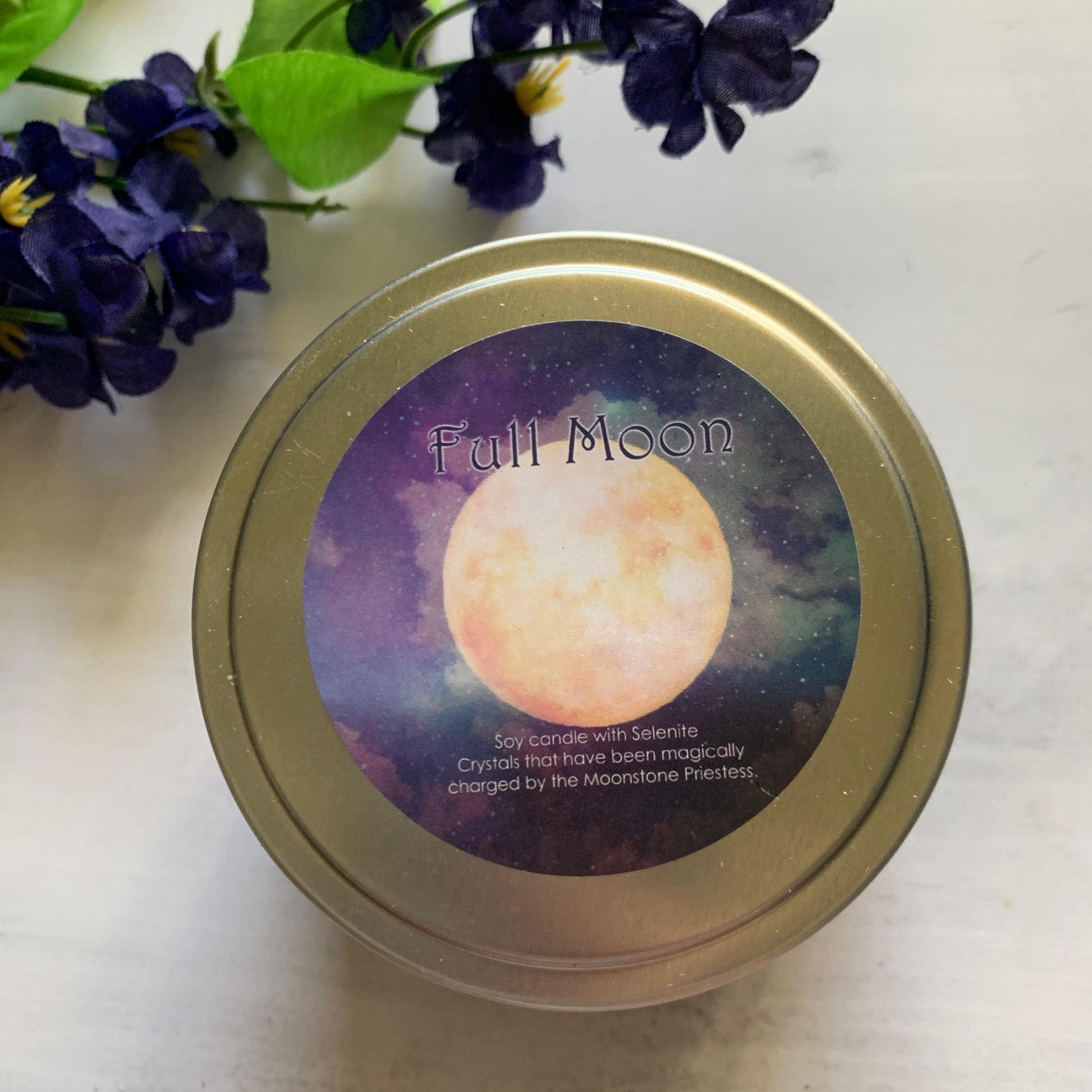 Full Moon Intention Candle With Selenite