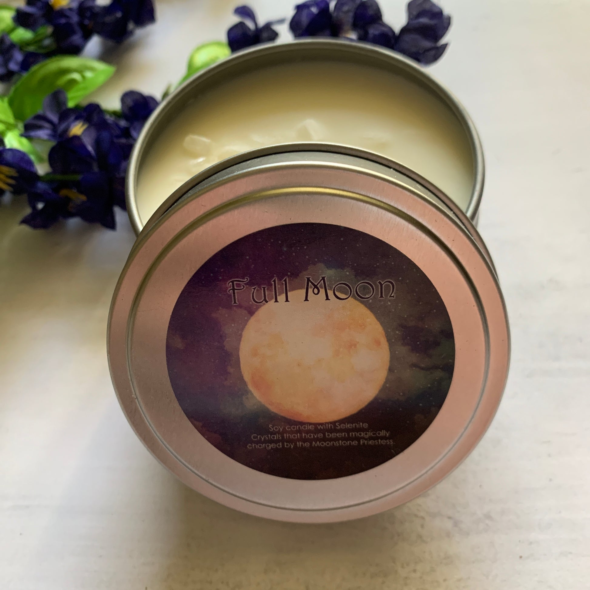 Full Moon Intention Candle With Selenite