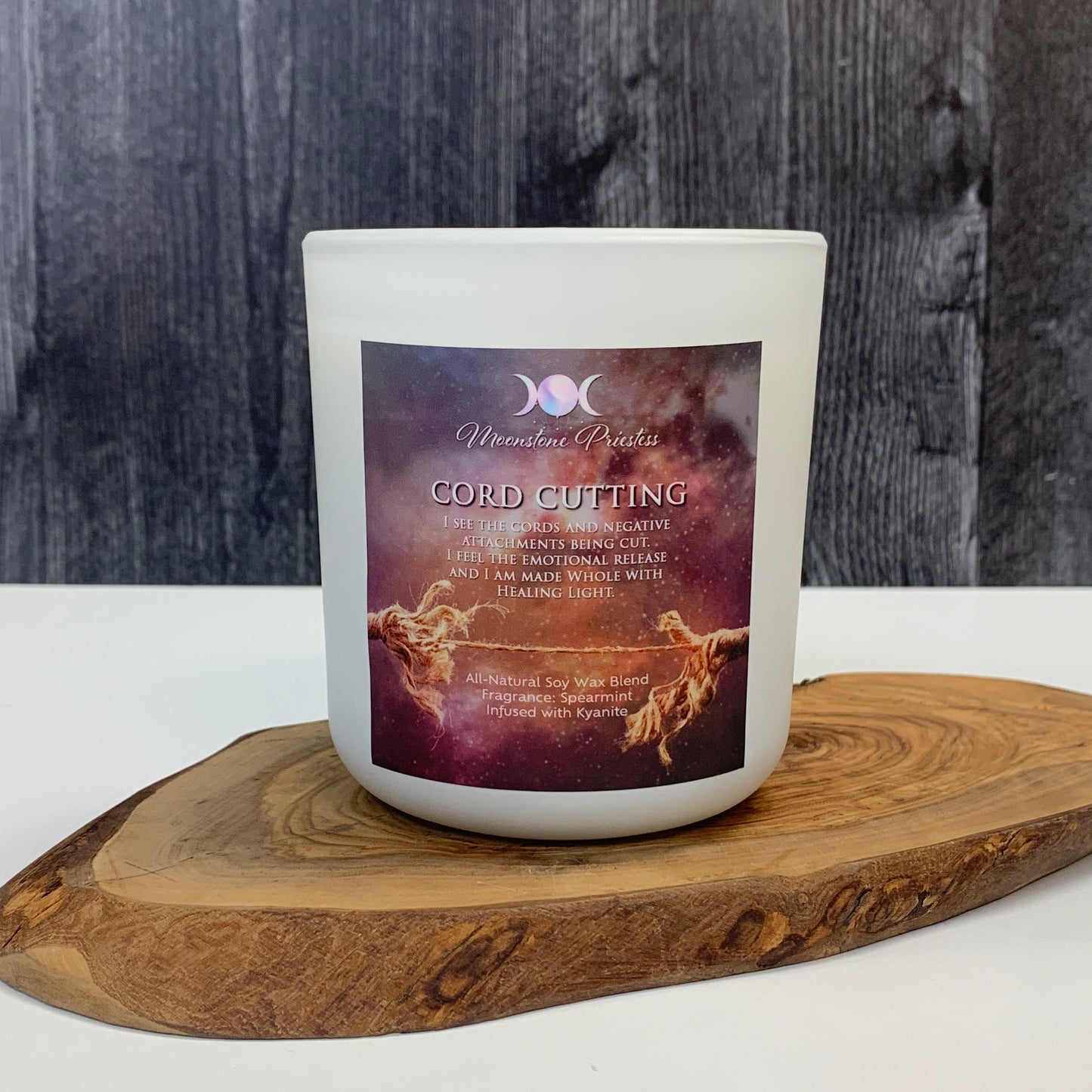 Cord Cutting Candle with Kyanite Crystals
