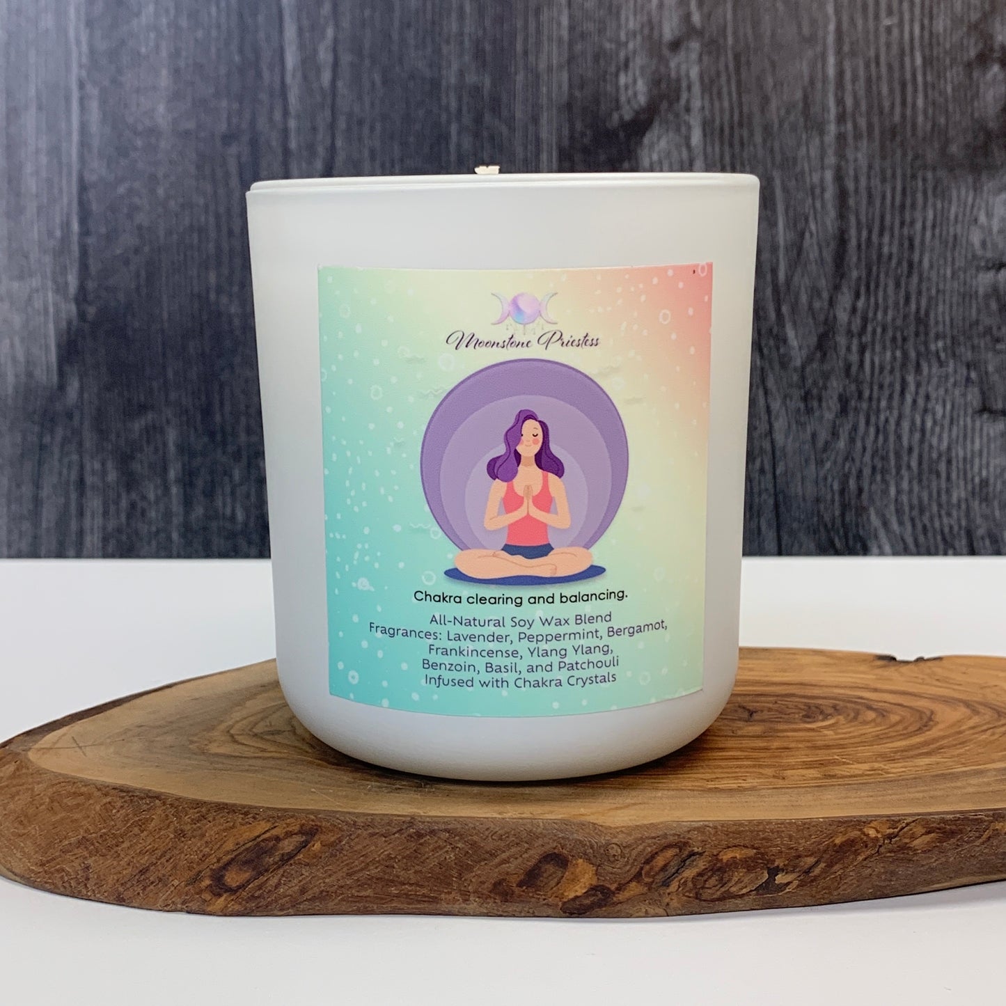 Chakra Bliss Candle with Chakra Crystals