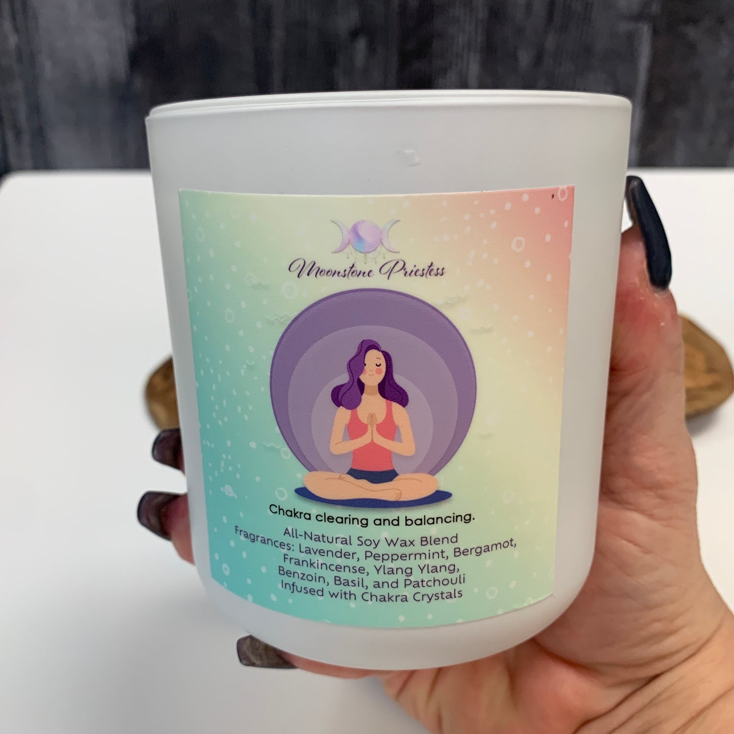 Chakra Bliss Candle with Chakra Crystals