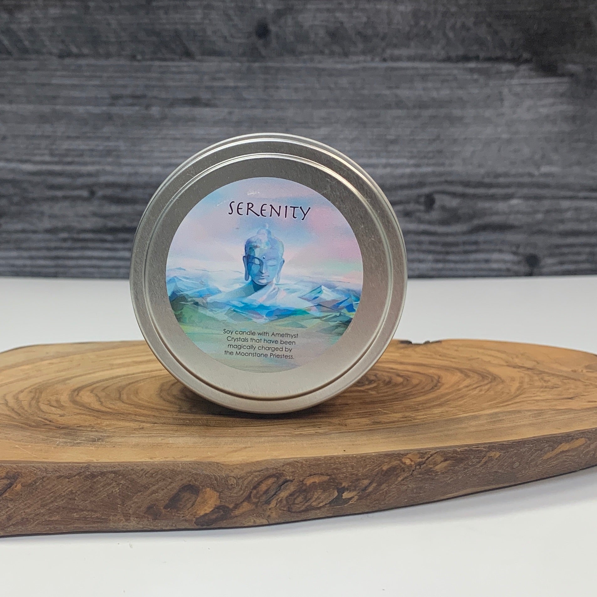 Serenity Candle with Amethyst Crystals Travel Tin