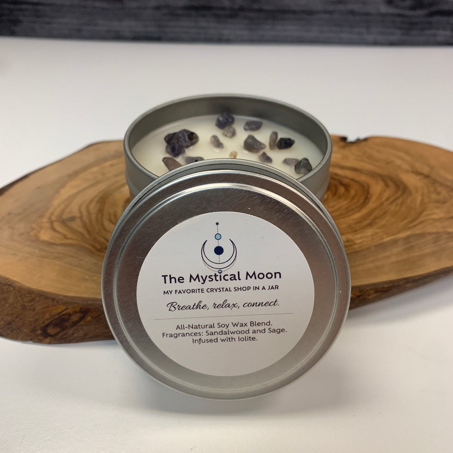 Iolite Crystal Handmade Candle