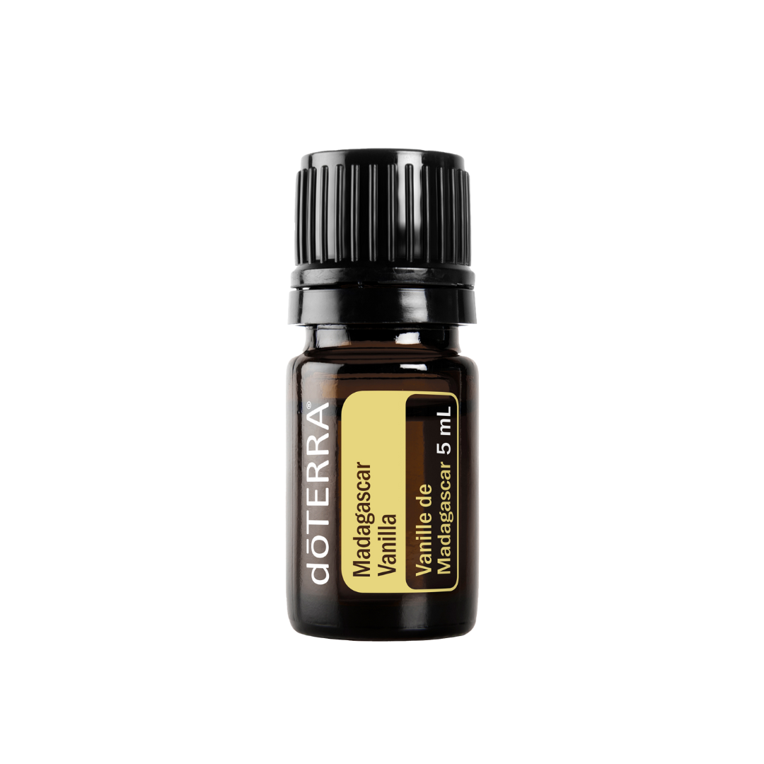 doTERRA Madagascar Vanilla essential oil bottle on a white background