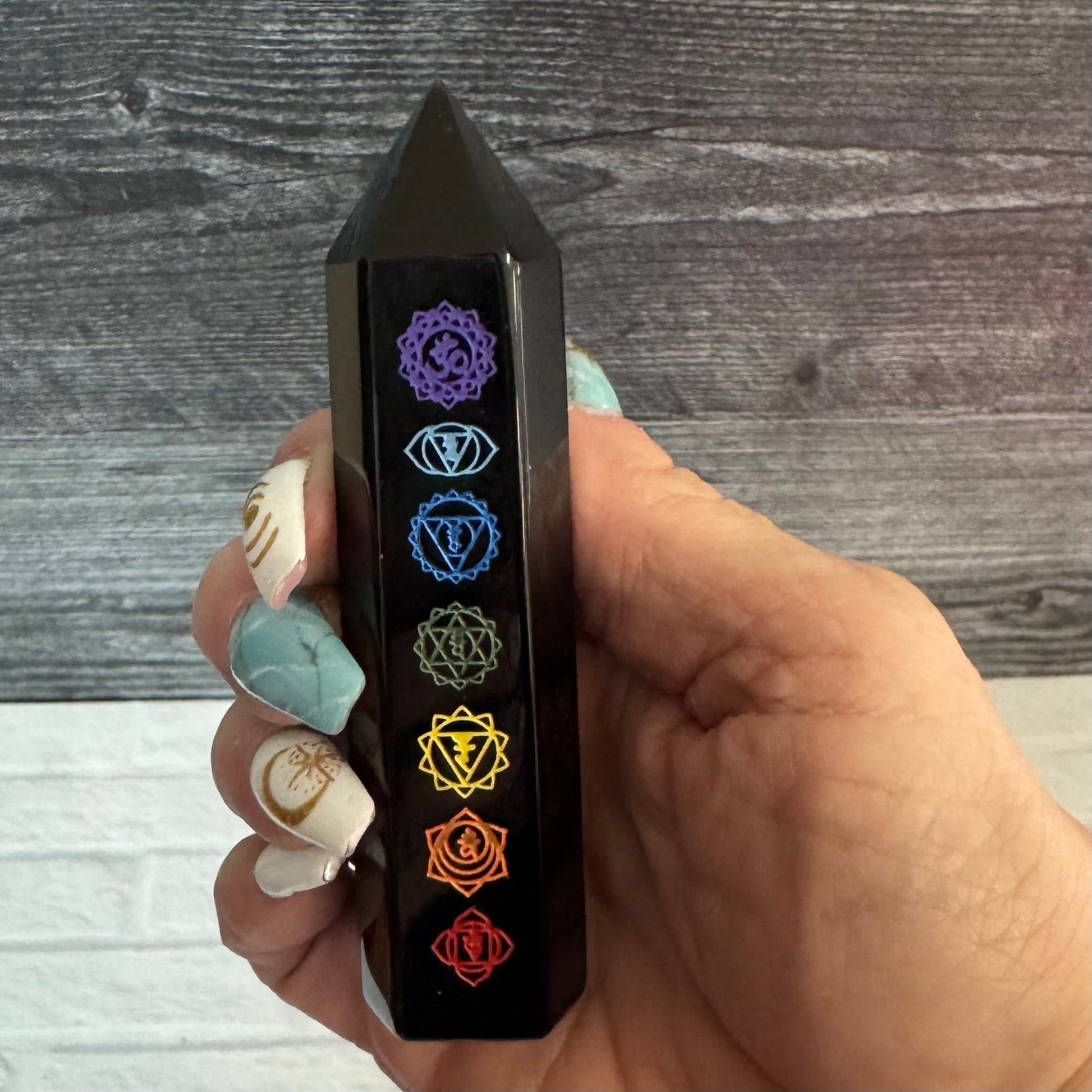 Black Obsidian Chakra Tower - The Mystical Moon Online Store