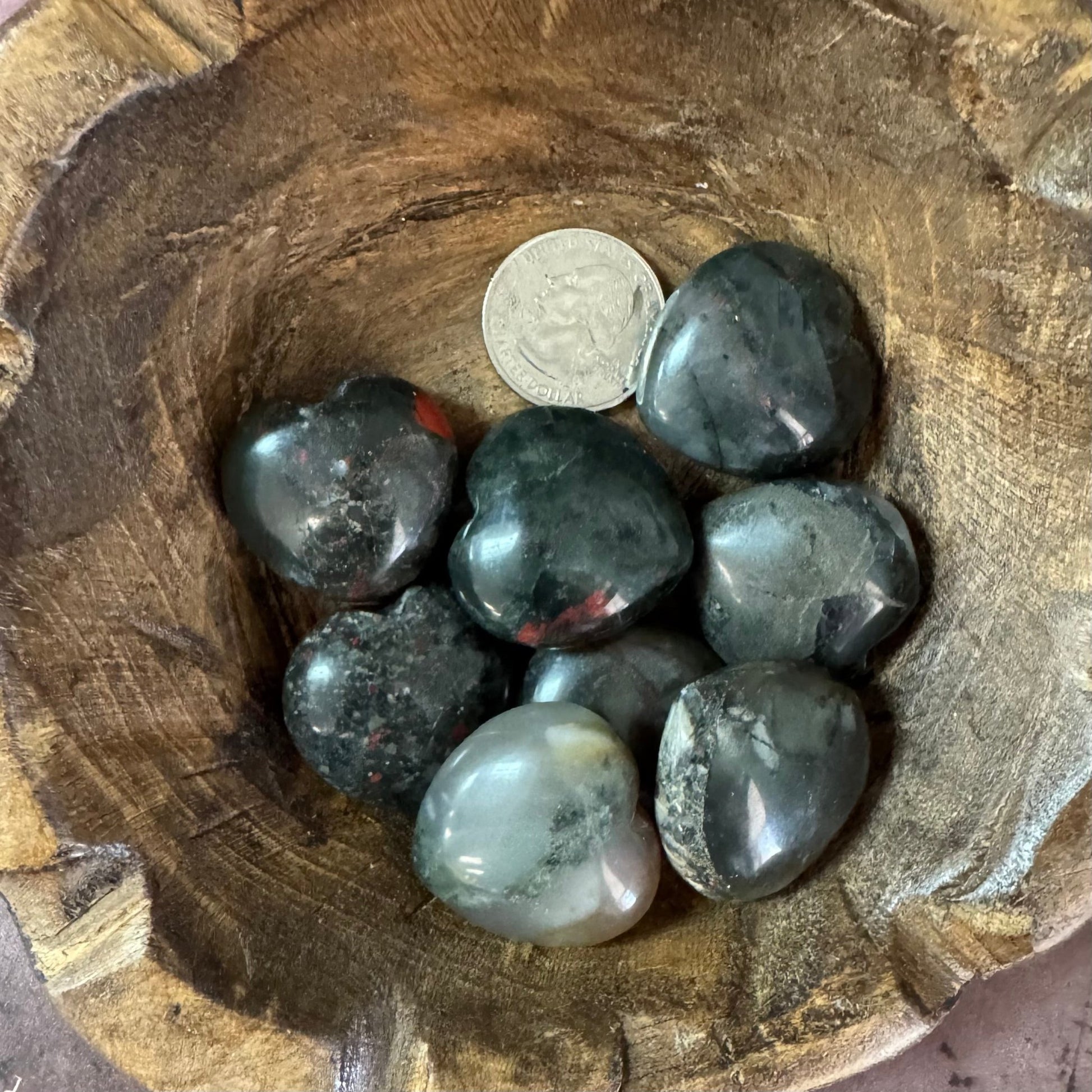 Bloodstone Tumbled 30mm Heart - The Mystical Moon Online Store