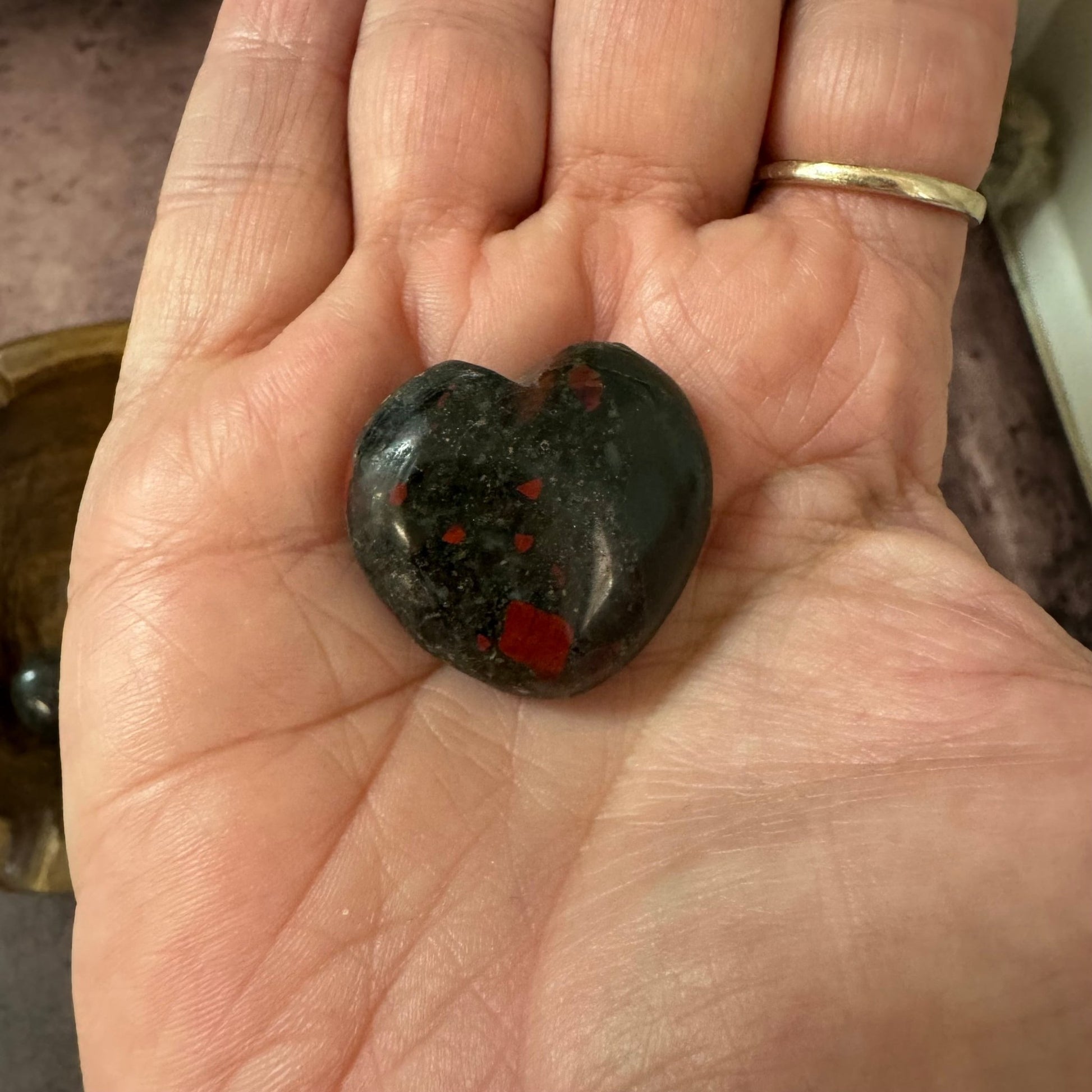 Bloodstone Tumbled 30mm Heart - The Mystical Moon Online Store