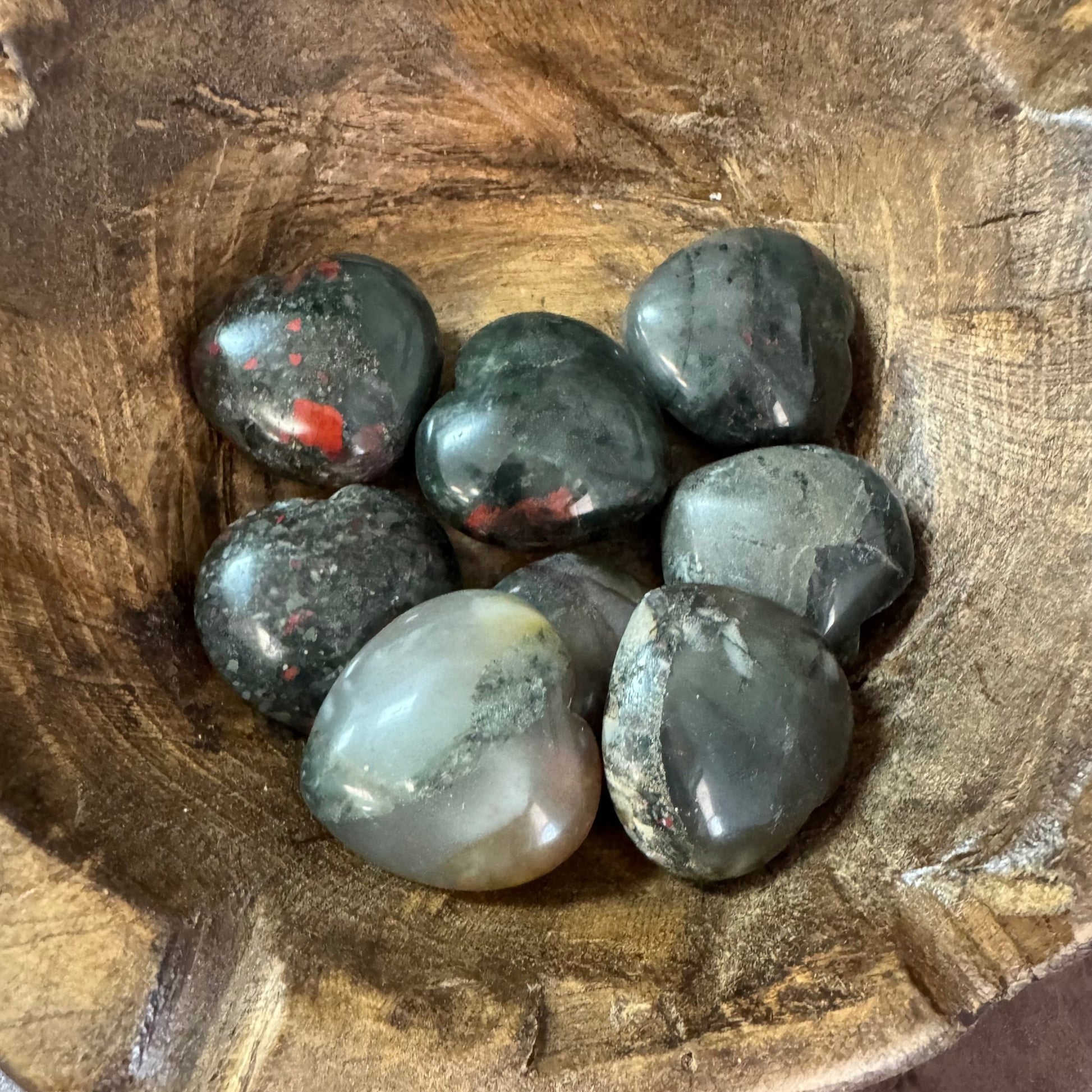 Bloodstone Tumbled 30mm Heart - The Mystical Moon Online Store