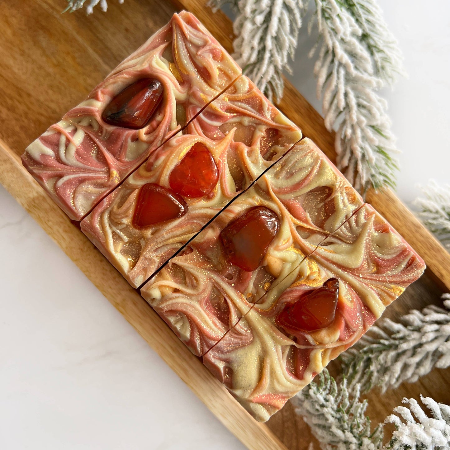 healing soap with carnelian