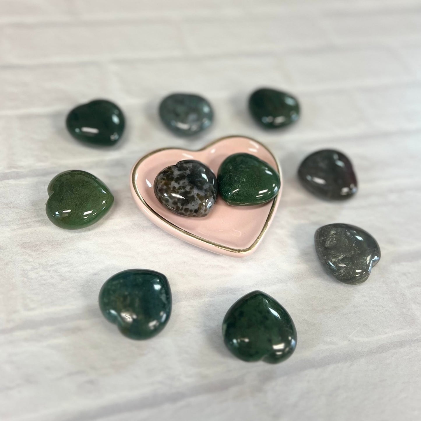 Moss Agate Tumbled 30mm Heart - The Mystical Moon Online Store