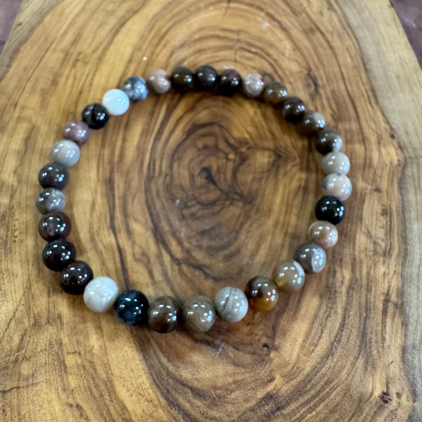 Petrified Wood Beaded Bracelet 6mm - The Mystical Moon Online Store