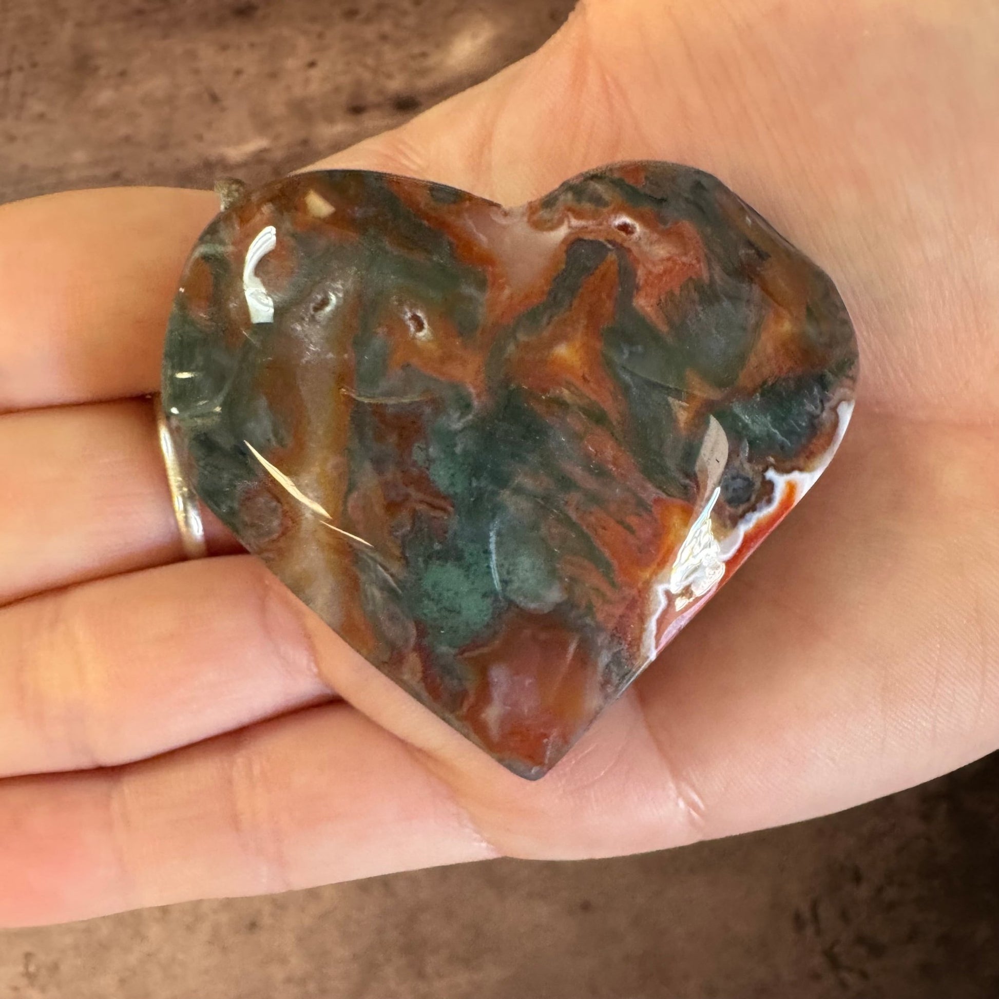 Red Moss Agate Heart $15 - The Mystical Moon Online Store