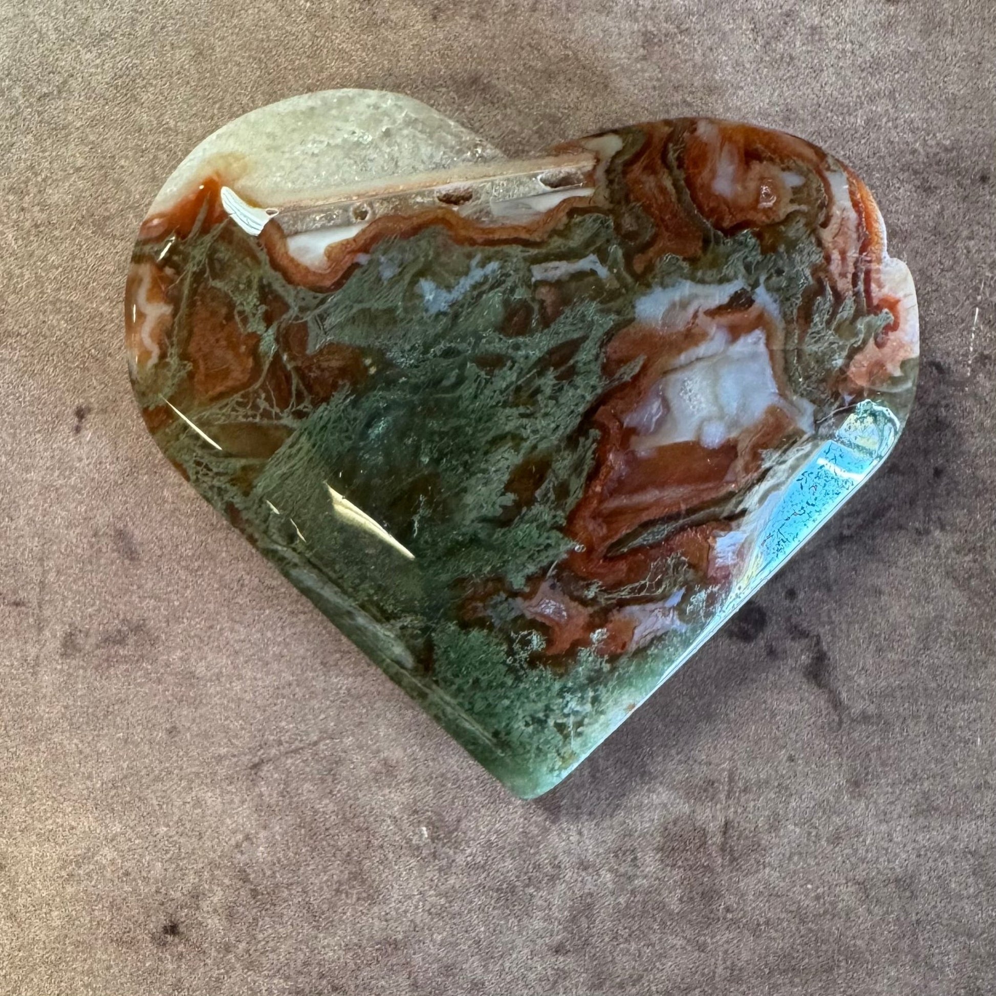 Red Moss Agate Heart $15 - The Mystical Moon Online Store
