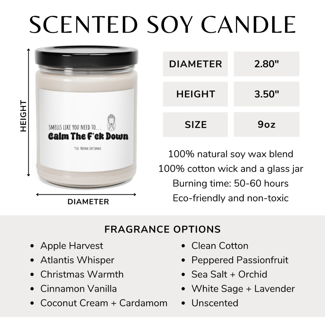 Smells Like You Need To Calm The F*ck Down Meditation Candle, Hippy Candle Gift, Zen Gift For Her/Him