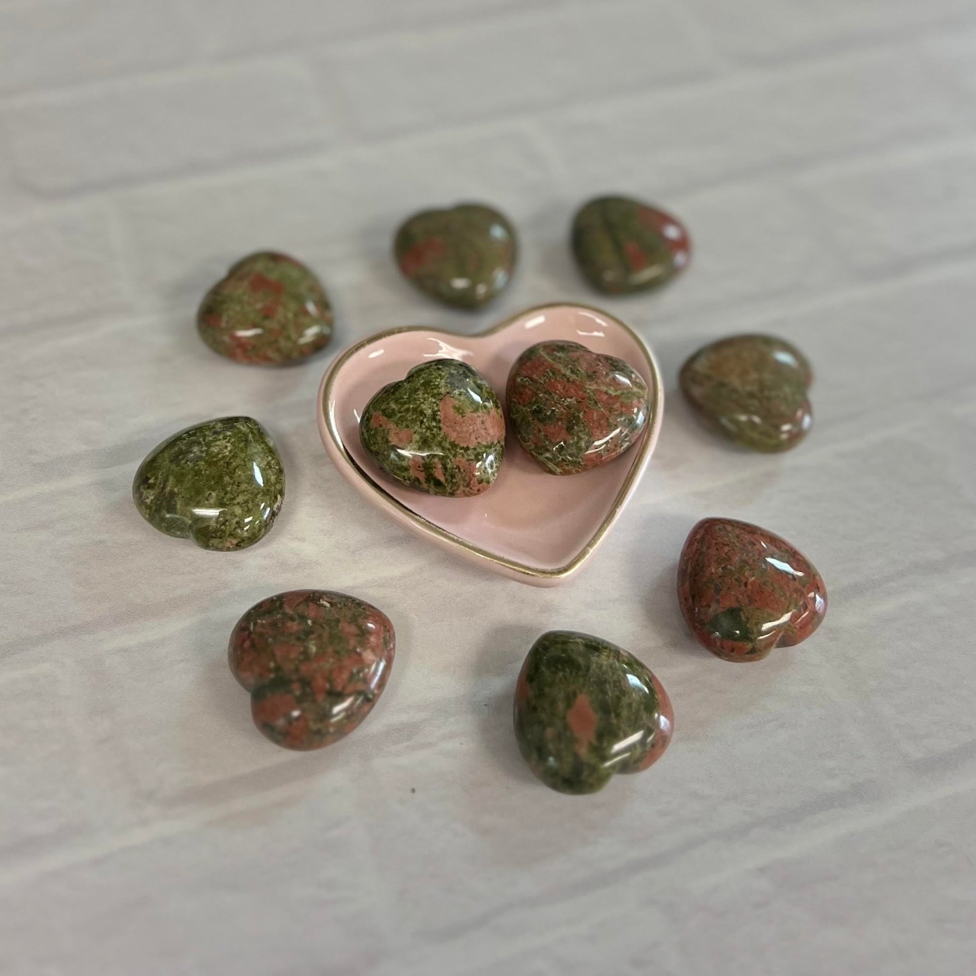 Unakite Tumbled 30mm Heart - The Mystical Moon Online Store