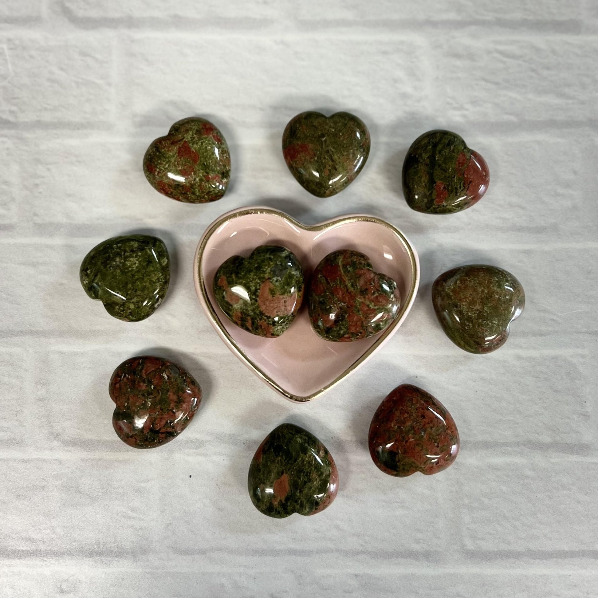 Unakite Tumbled 30mm Heart - The Mystical Moon Online Store