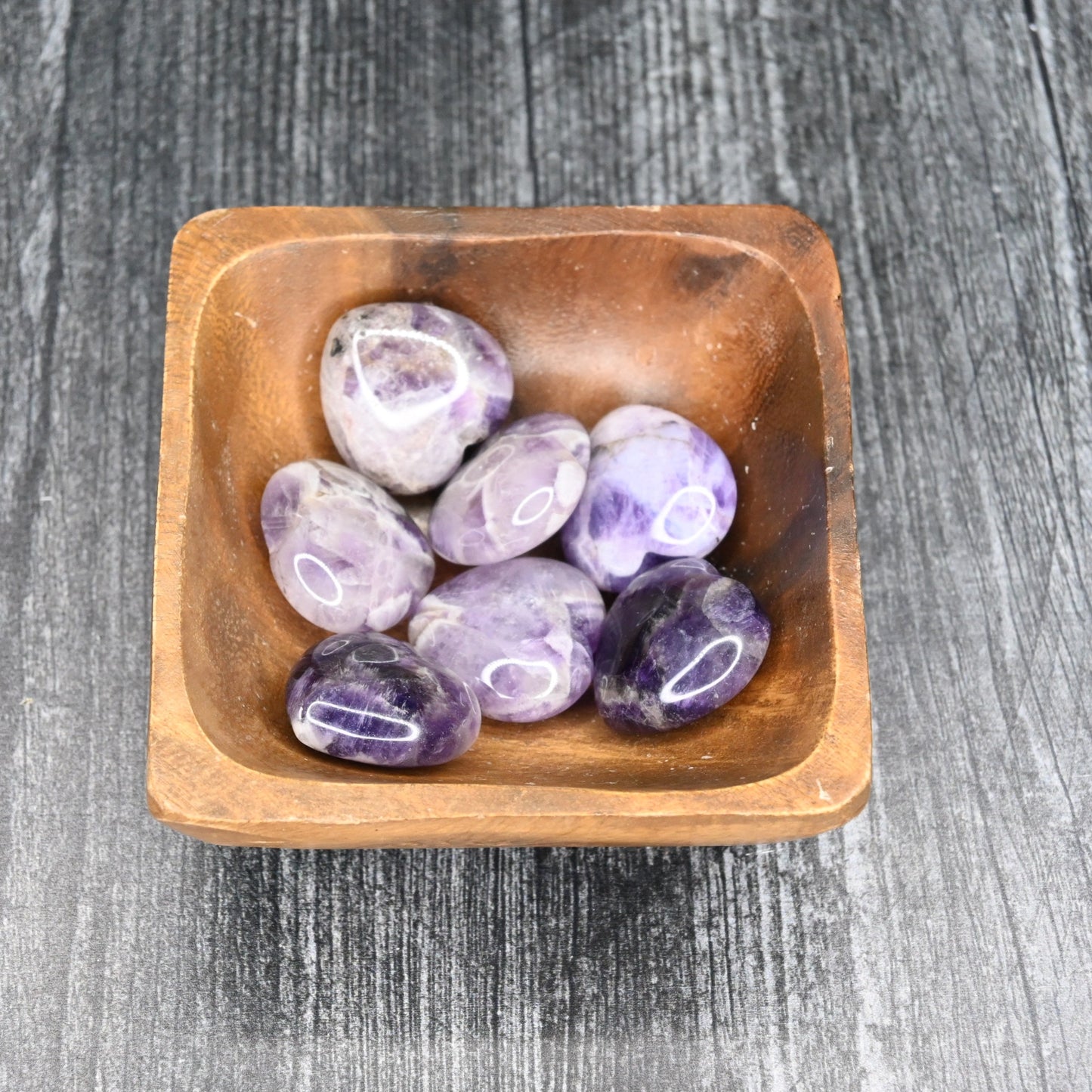 Chevron Amethyst Tumbled 30mm Heart