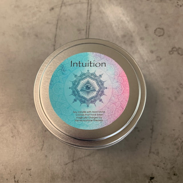 Intuition Candle with Moonstone Travel Tin