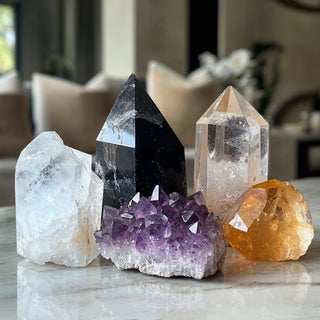 Amethyst, clear quartz, citrine crystals