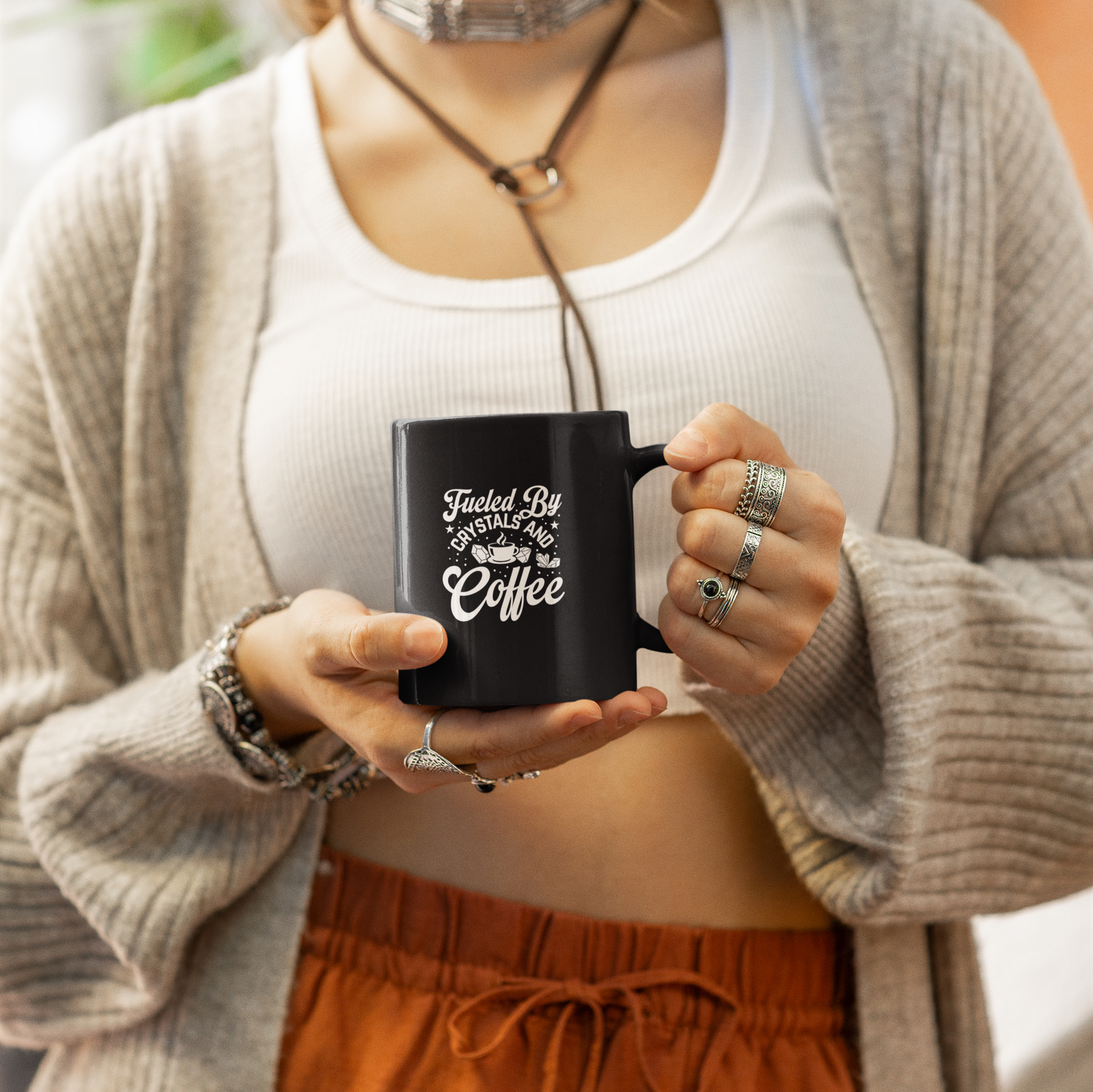 Black hippy crystal lover mug 