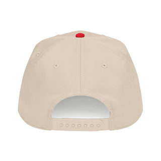 Beige cap with 'daily bloom' text on a white background