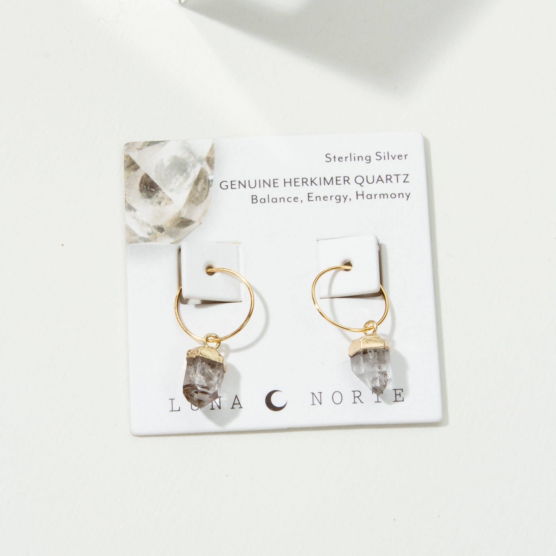 14kt Sterling Silver Herkimer Quartz Mini Hoops - The Mystical Moon Online Store