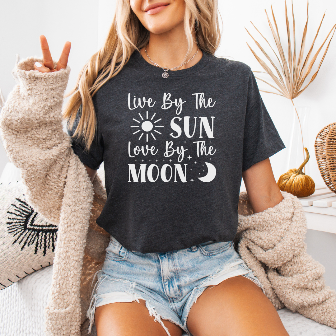 Live by the sun Love by the moon tee gray