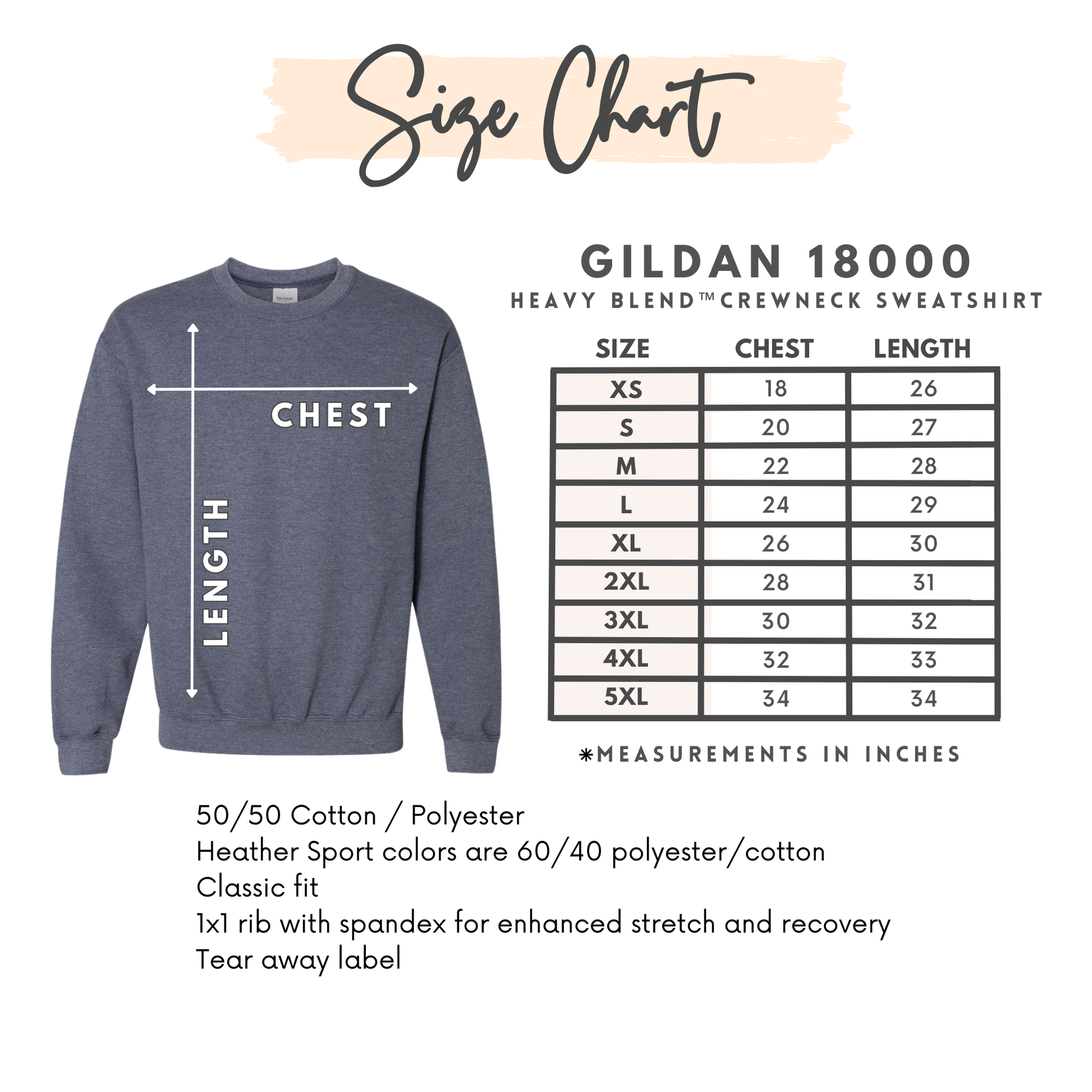 size chart for gildan 18000 witch sweatshirt