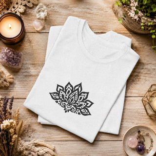 lotus t shirt flatlay