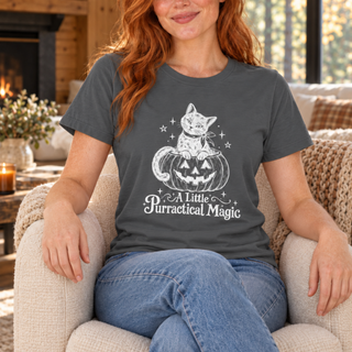 Purractical Magic pumpkin kitten shirt, alternate colour