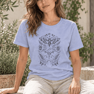 Mystical Moth and Celestial Symbols graphic tee