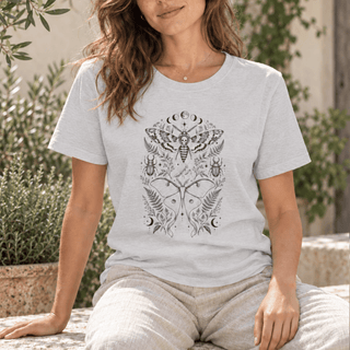 Mystical Moth and Celestial Symbols graphic tee