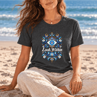 Look Within evil eye floral graphic tee