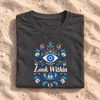 Look Within evil eye floral graphic tee