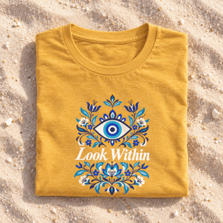 Look Within evil eye floral graphic tee