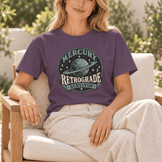 Mercury Retrograde Survivor T-Shirt in Wine, Comfort Colors garment-dyed tee