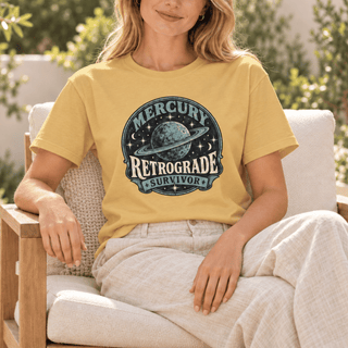 Mercury Retrograde Survivor T-Shirt in Mustard, Comfort Colors garment-dyed tee