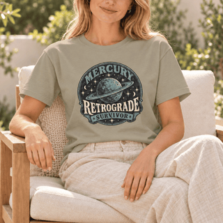 Mercury Retrograde Survivor T-Shirt in Sandstone, Comfort Colors garment-dyed tee