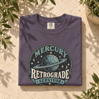Mercury Retrograde Survivor T-Shirt in Wine, astrology graphic tee