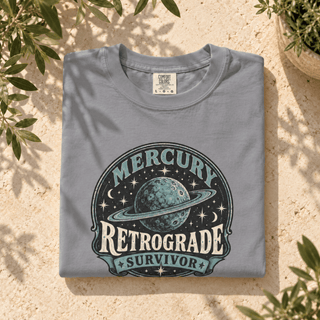 Mercury Retrograde Survivor T-Shirt in Grey, astrology graphic tee